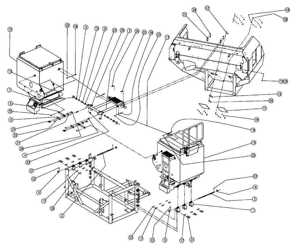 Схема запчастей Case IH 438 - (02-046) - BIN MOUNT GROUP, DOUBLE BIN, 50 CU. FT Bin Group