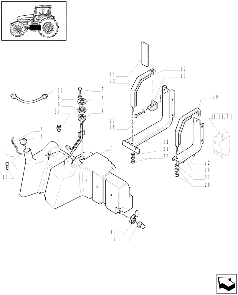 Схема запчастей Case IH MXU110 - (1.14.0[01]) - FUEL TANK AND RELATED PARTS - C5533 (02) - ENGINE EQUIPMENT