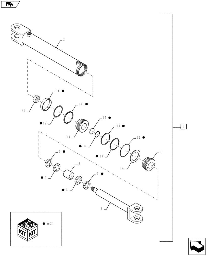 Схема запчастей Case IH STEIGER 400 - (41.216.02) - STEERING CYLINDER (41) - STEERING