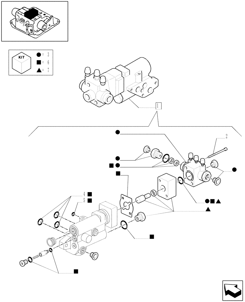 Схема запчастей Case IH MXU125 - (1.82.7/03A) - TRAILER BRAKE VALVE - BREAKDOWN (07) - HYDRAULIC SYSTEM