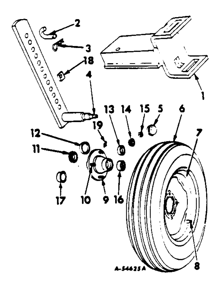 Схема запчастей Case IH 411 - (V-13) - GAUGE WHEEL AND BRACKET 