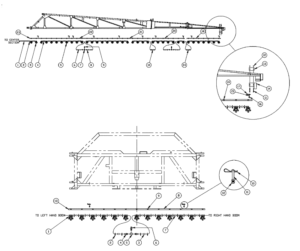 Схема запчастей Case IH PATRIOT XL - (09-041[03]) - 75 5-BOOM SHUTOFF-10" ON CENTER-NOZZLES, CENTER BOOM 5-WAY NOZZLES Liquid Plumbing