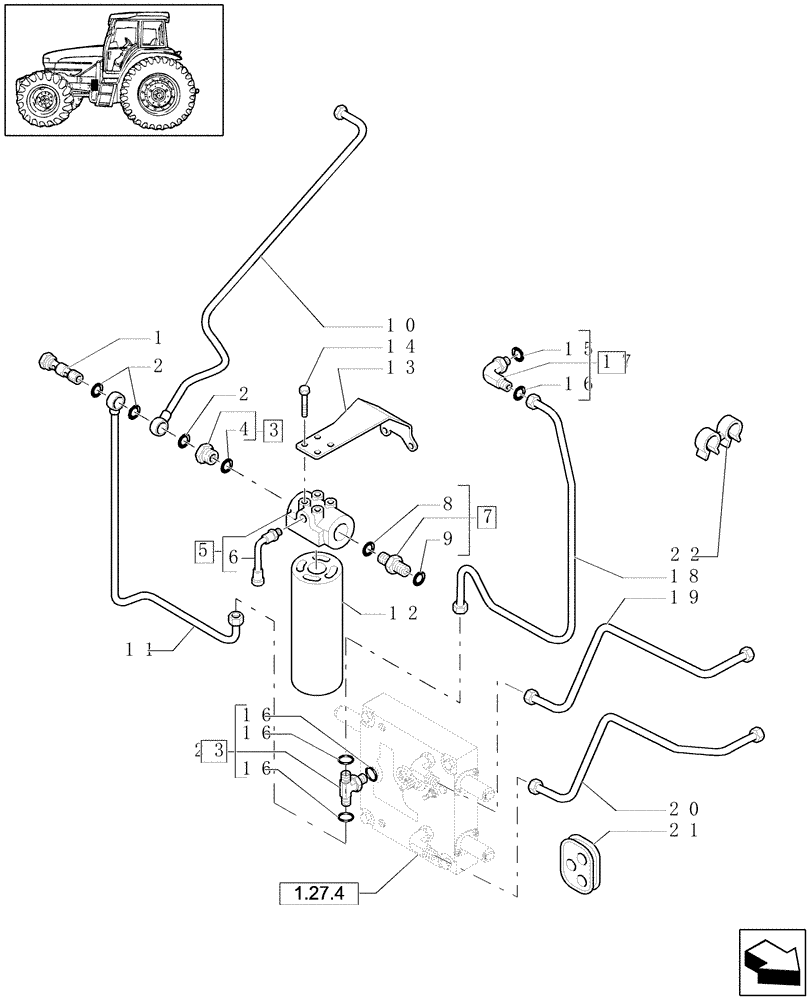 Схема запчастей Case IH MXU110 - (1.29.6) - GEARBOX CONTROL PIPES (03) - TRANSMISSION