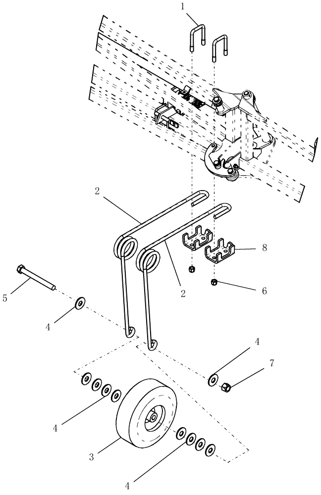 Схема запчастей Case IH 100 - (39.100.24) - SUSPENDED BOOM - TOUCH DOWN MID WHEEL - WINDSCREEN ONLY (39) - FRAMES AND BALLASTING