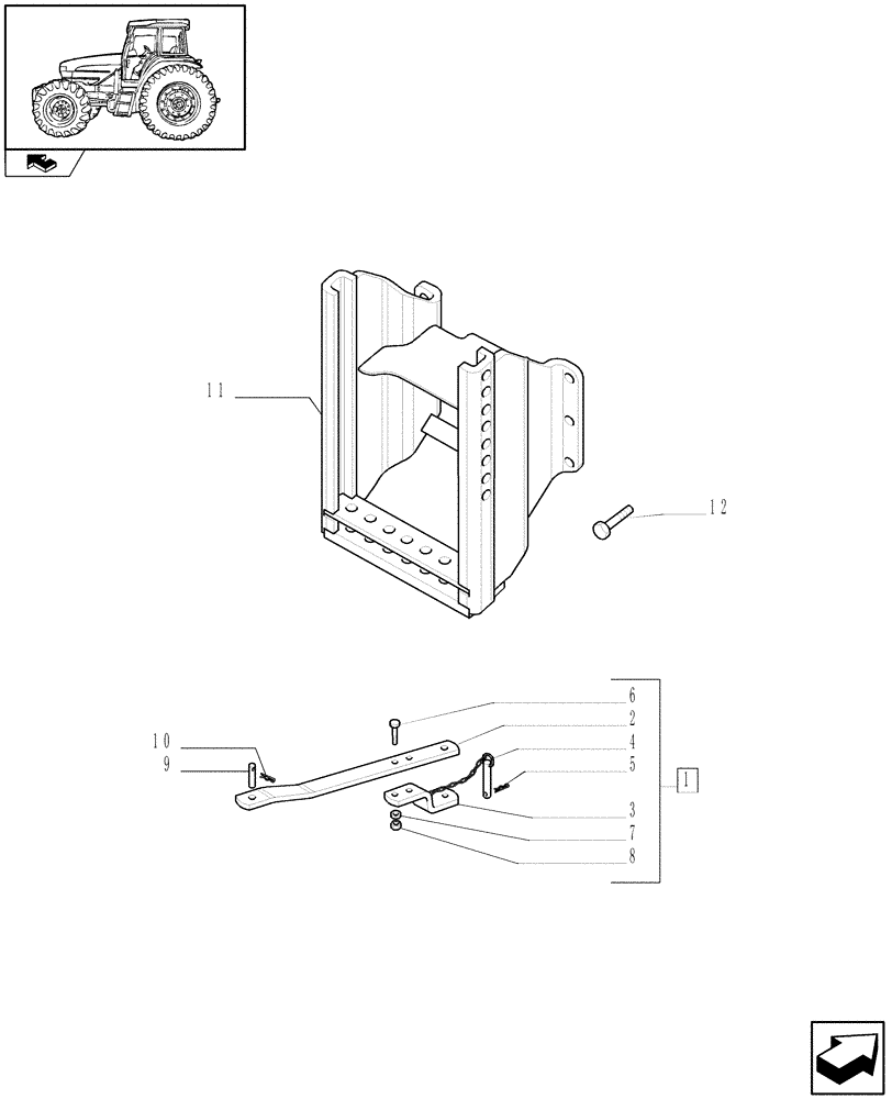 Схема запчастей Case IH FARMALL 95 - (1.89.0/05) - SLIDER HITCH WITH SWINGING DRAWBAR (VAR.336953) (09) - IMPLEMENT LIFT