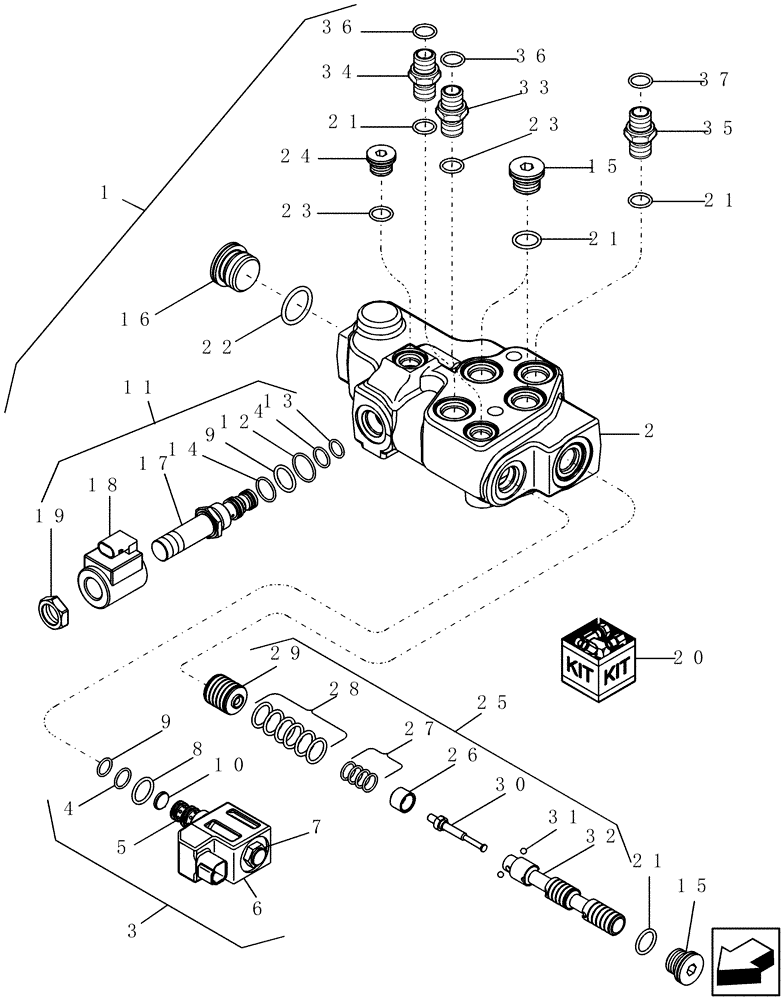 Схема запчастей Case IH 7010 - (18.100.03) - VALVE, PTO - CLUTCH CONTROL (18) - CLUTCH