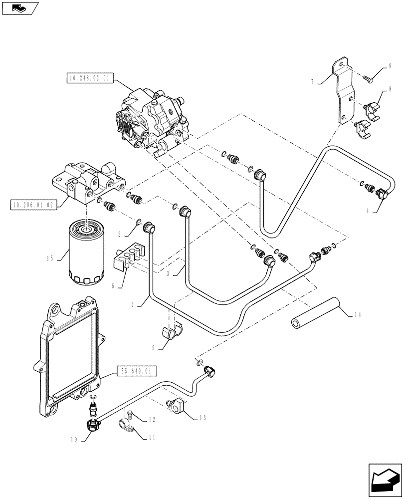 Схема запчастей Case IH MAGNUM 225 - (10.214.02) - PIPING, FUEL (10) - ENGINE