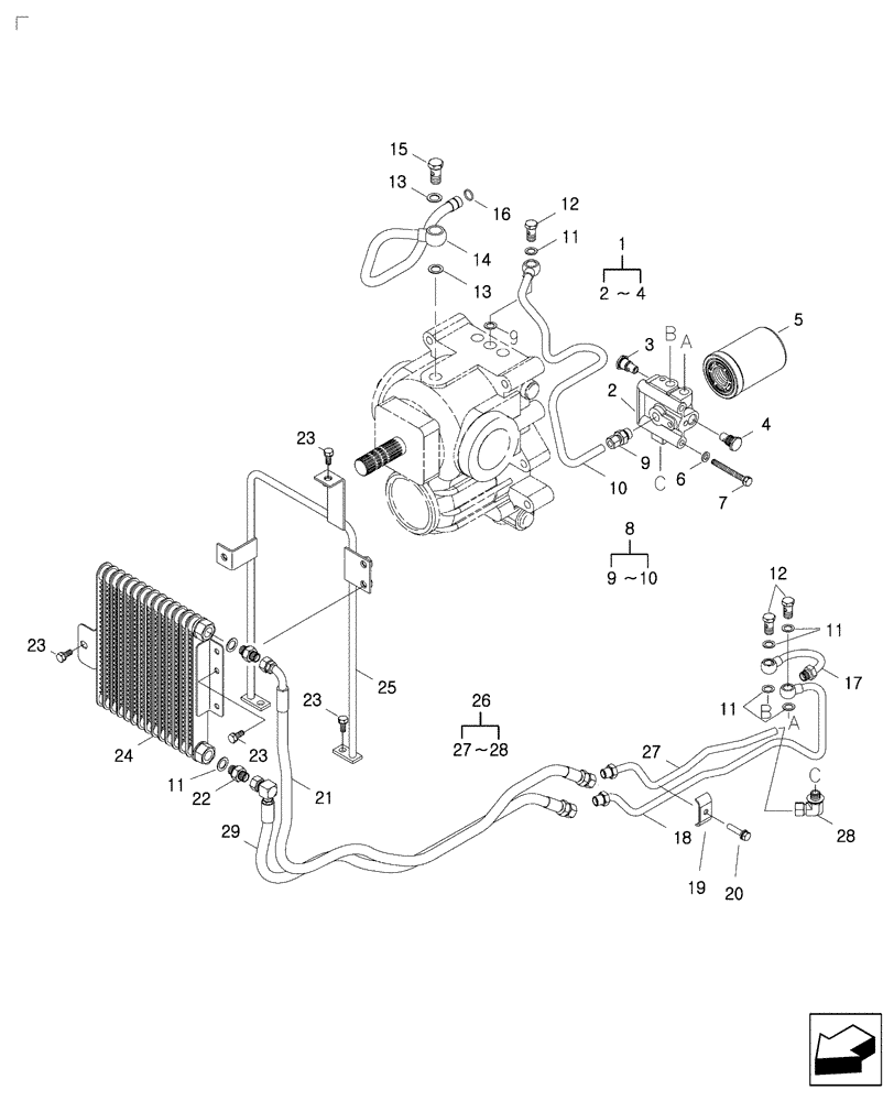 Схема запчастей Case IH FARMALL 35B - (29.204.01) - COOLER - HST (29) - HYDROSTATIC DRIVE