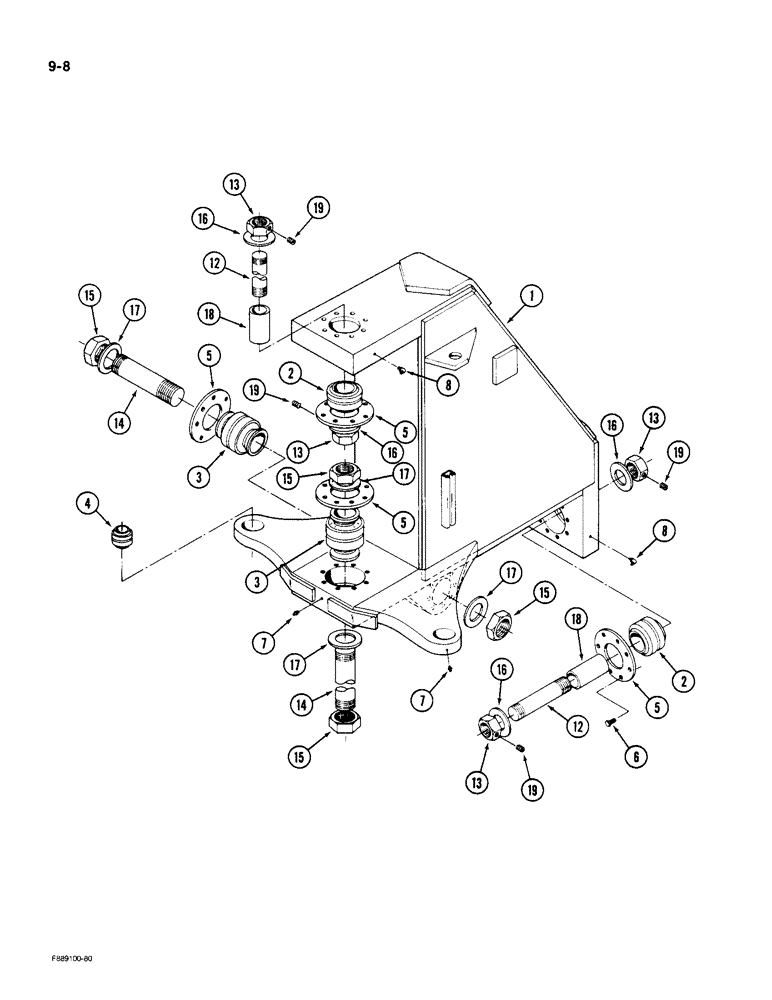 Схема запчастей Case IH 9190 - (9-08) - CENTER HINGE (09) - CHASSIS/ATTACHMENTS