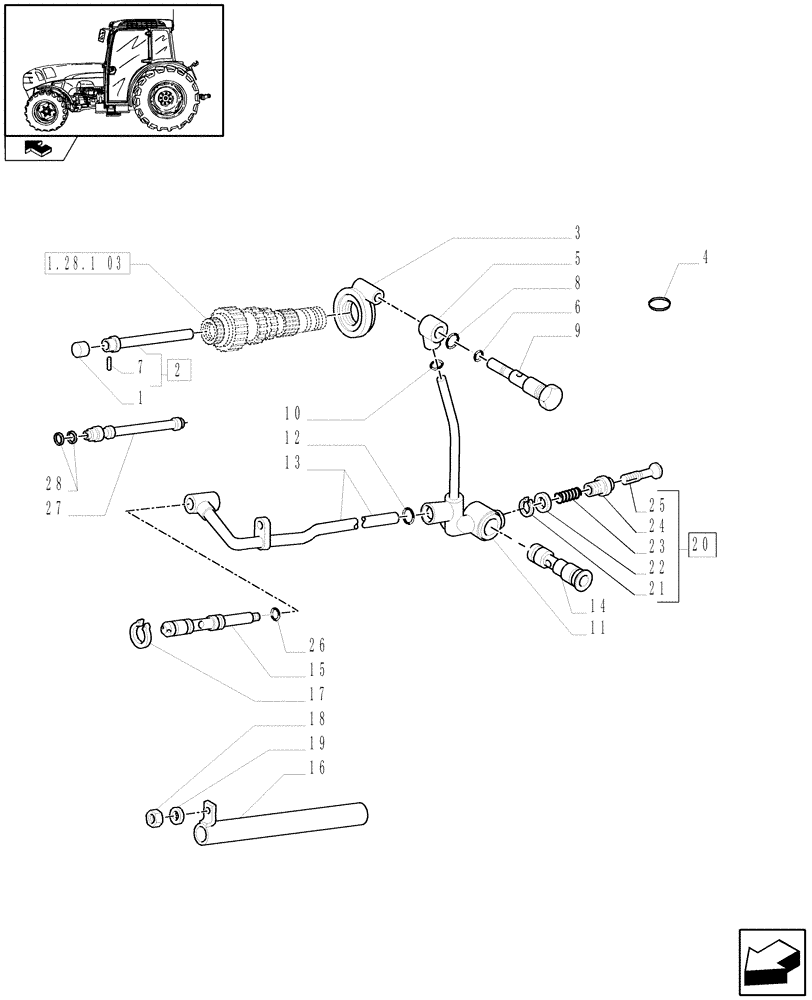 Схема запчастей Case IH FARMALL 95N - (1.28.8/02[02]) - REVERSER LUBRICATION PIPE AND RELEVANT PARTS (03) - TRANSMISSION