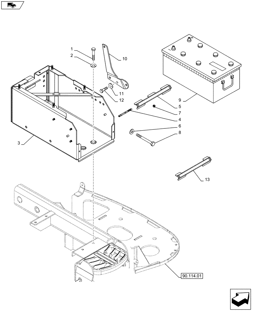 Схема запчастей Case IH PUMA 130 - (55.302.01) - BATTERY, COVERS AND RELATED SUPPORTS (55) - ELECTRICAL SYSTEMS