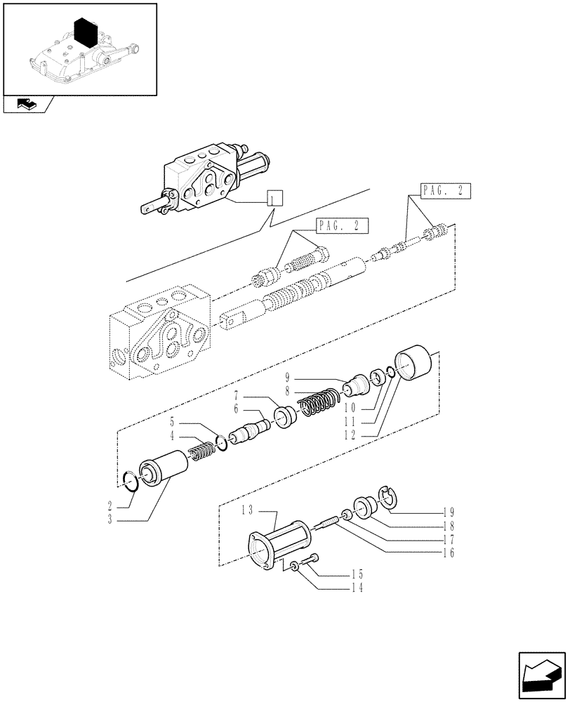 Схема запчастей Case IH FARMALL 75C - (1.82.7/05A[03]) - SIMPLE DOUBLE EFFECT DISTRIBUTOR WITH FLOAT AND AUTOMATIC CUTOUT - BREAKDOWN (07) - HYDRAULIC SYSTEM