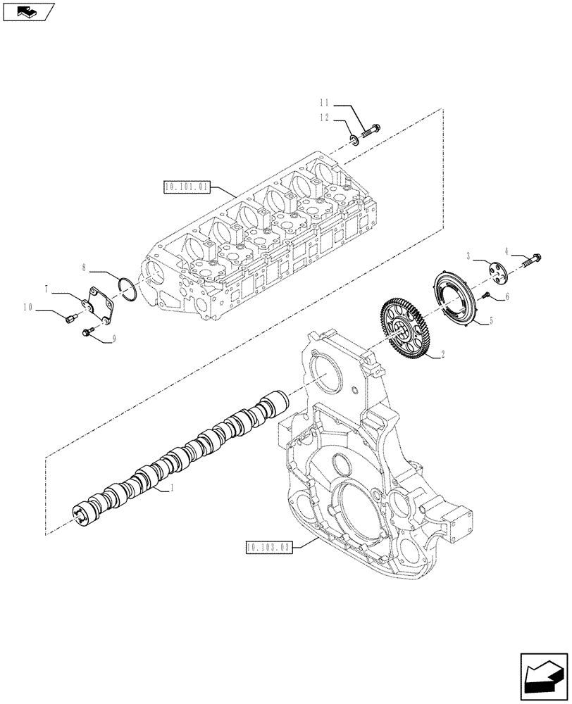 Схема запчастей Case IH F3BFA613C E006 - (10.106.01) - CAMSHAFT (10) - ENGINE