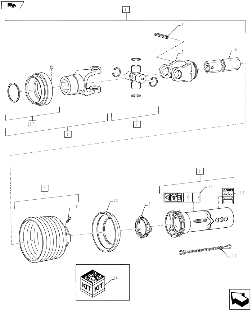 Схема запчастей Case IH 3016 - (88.058.06[03]) - POWER TAKE OFF, 3016 15 ADAPTER KIT (88) - ACCESSORIES