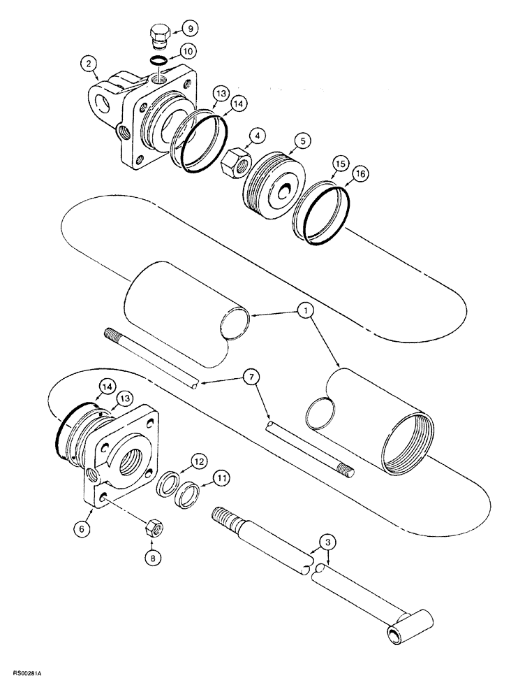 Схема запчастей Case IH 5700 - (8-066) - CYLINDER ASSEMBLY - 224795C92, 4 ID X 34 INCH STROKE (08) - HYDRAULICS