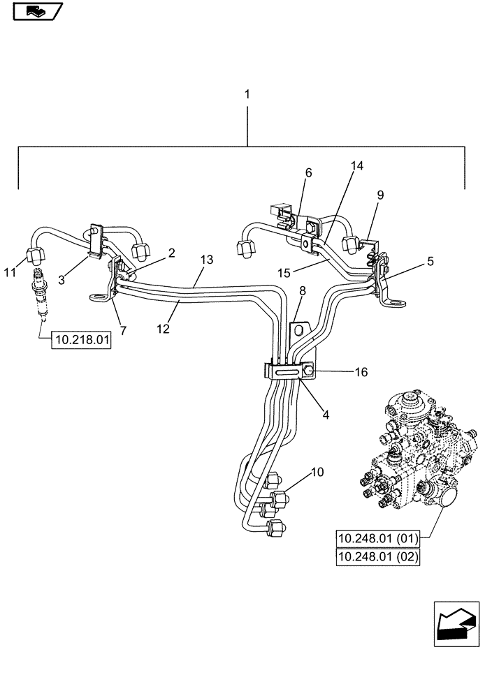 Схема запчастей Case IH P70 - (10.218.03) - INJECTION EQUIPMENT - PIPING (10) - ENGINE