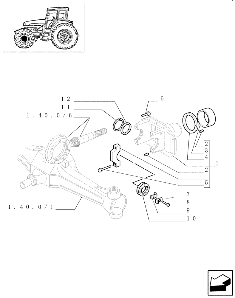 Схема запчастей Case IH JX70U - (1.40.0/46[01]) - (VAR.327-327/1) FRONT DIFFERENTIAL HYDRAULIC LOCKING - SUPPORT AND SHIMS (04) - FRONT AXLE & STEERING