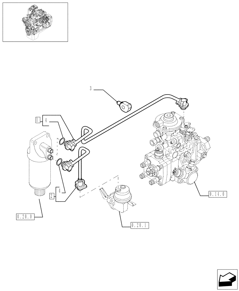 Схема запчастей Case IH F4BE0484C D601 - (0.20.3[01]) - PIPING - FUEL 