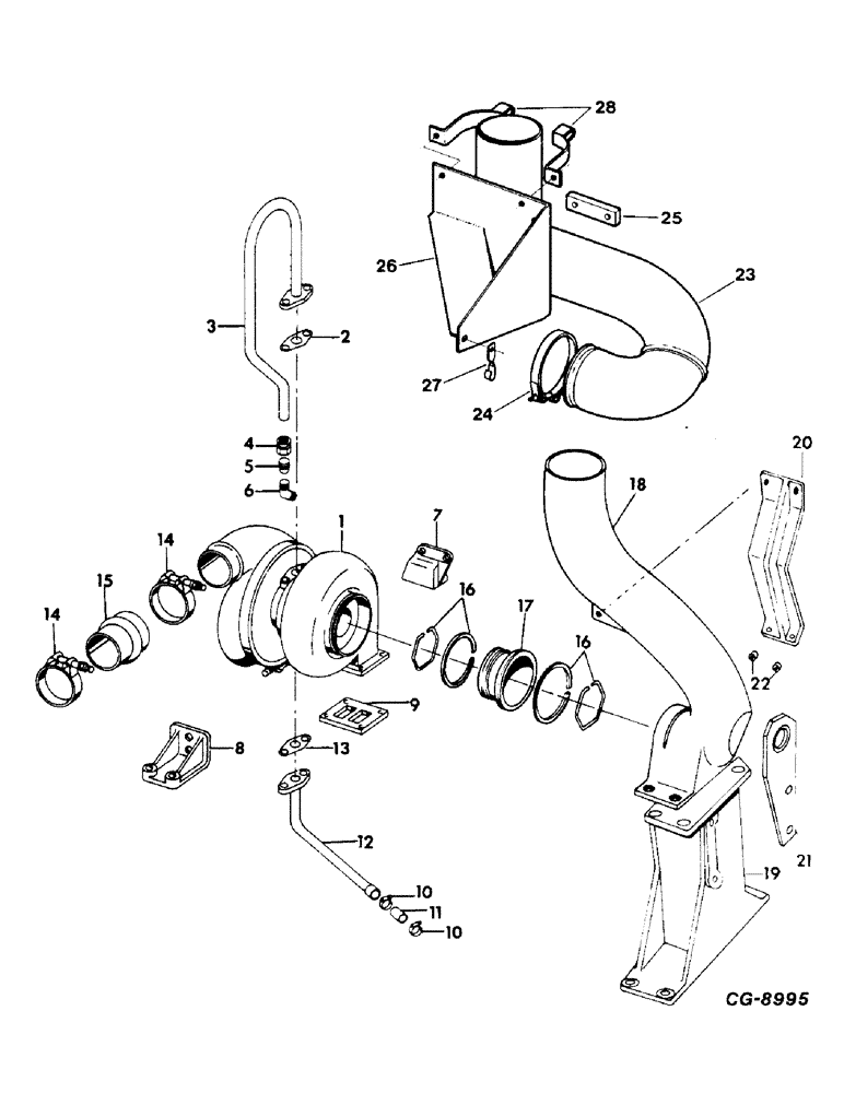 Схема запчастей Case IH V-800 - (B-31) - TURBOCHARGER AND CONNECTIONS 