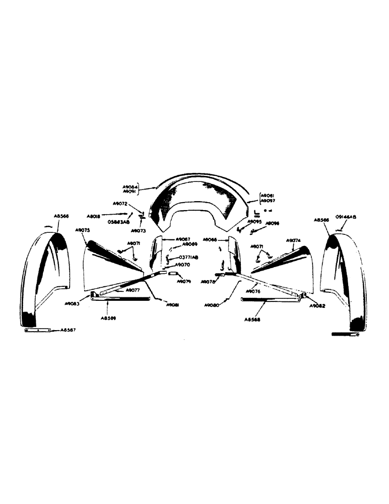 Схема запчастей Case IH 400-SERIES - (147) - ORCHARD SHIELD AND COWL ATTACHMENT, FOR ORCHARD TRACTORS (09) - CHASSIS