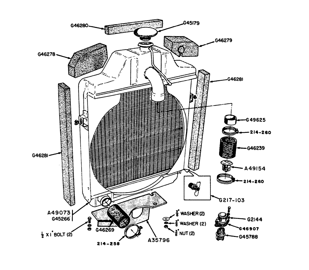 Схема запчастей Case IH 630 - (033) - RADIATOR AND CONNECTIONS (02) - ENGINE