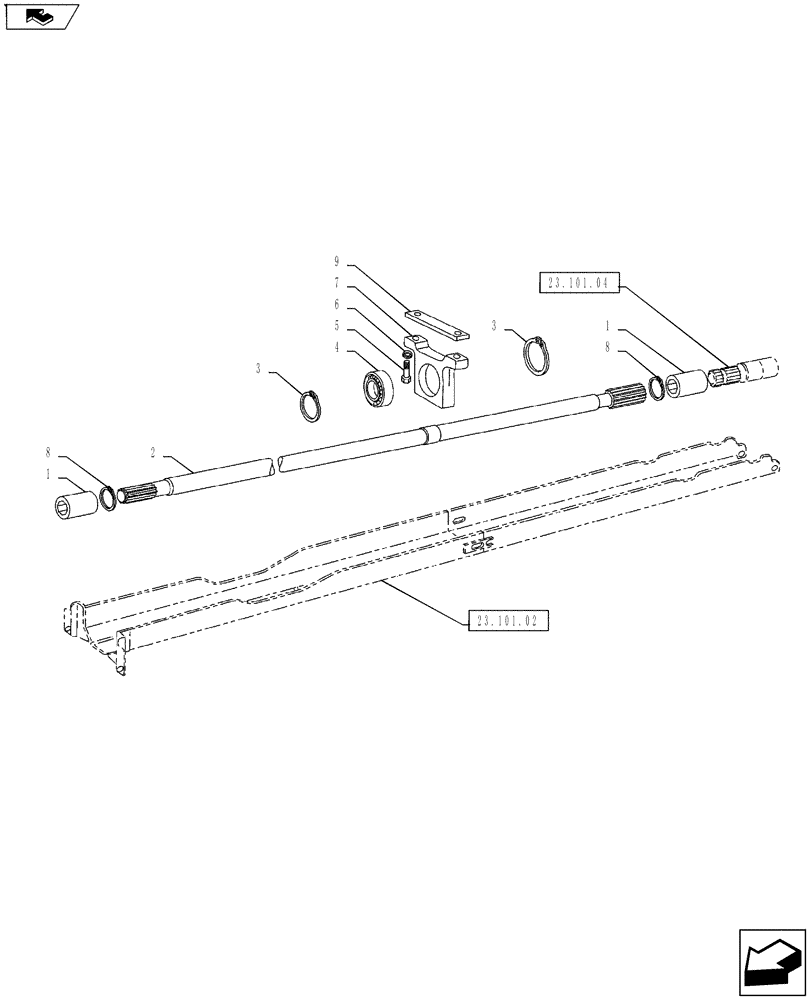 Схема запчастей Case IH FARMALL 55A - (23.101.01) - FRONT AXLE DRIVESHAFT - 4WD (23) - FOUR WHEEL DRIVE SYSTEM