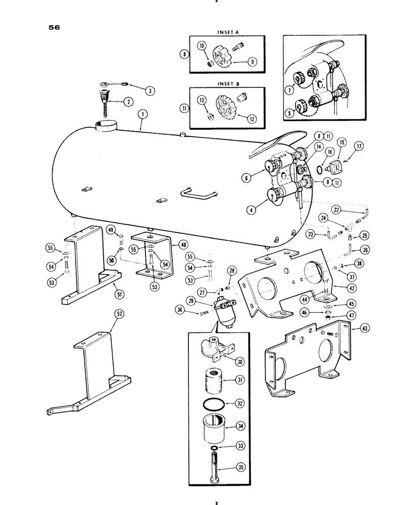 Схема запчастей Case IH 830-SERIES - (056) - FUEL TANK, 251 AND 284 L. P. ENGINES, EXCEPT GROVE (03) - FUEL SYSTEM