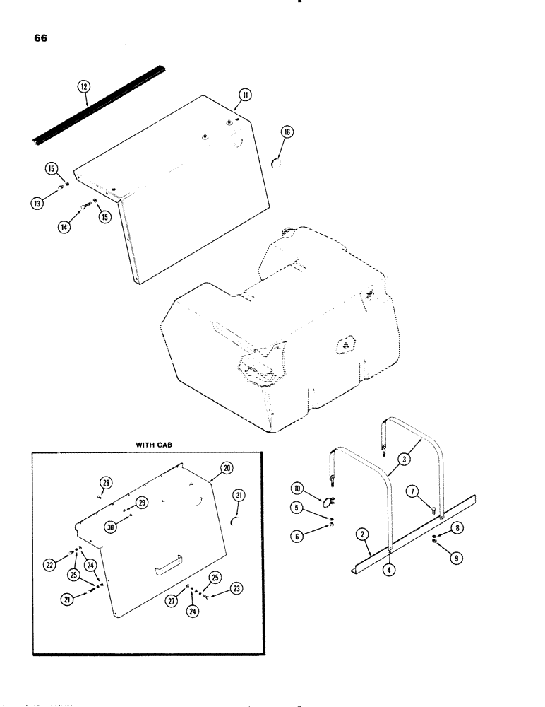 Схема запчастей Case IH 1270 - (066) - FUEL TANK SUPPORTS AND COVERS, (451BDT) DIESEL ENGINE, WITH POLYETHLENE TANK (03) - FUEL SYSTEM