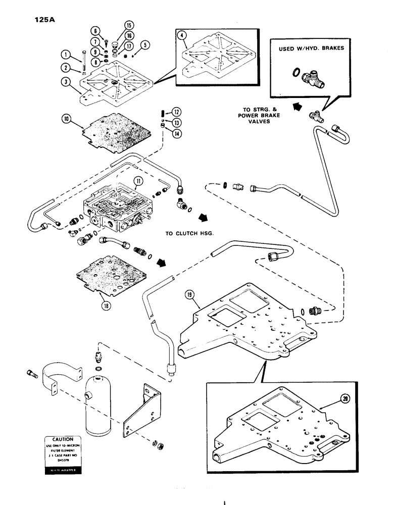 Схема запчастей Case IH 1070 - (125A) - TRANSMISSION CONTROL VALVE, COVERS, GASKETS & TUBES, POWER SHIFT USED PRIOR TO TRANS. SN 2366001 (06) - POWER TRAIN