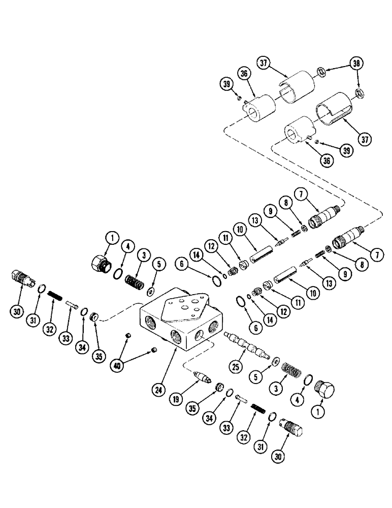 Схема запчастей Case IH 1020 - (8-24) - DOUBLE PILOTED VALVE ASSEMBLY, REEL FORE AND AFT ATTACHMENT (08) - HYDRAULICS