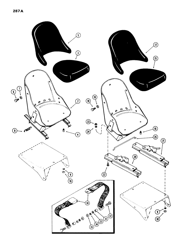 Схема запчастей Case IH 970 - (287A) - BUCKET SEAT (09) - CHASSIS/ATTACHMENTS