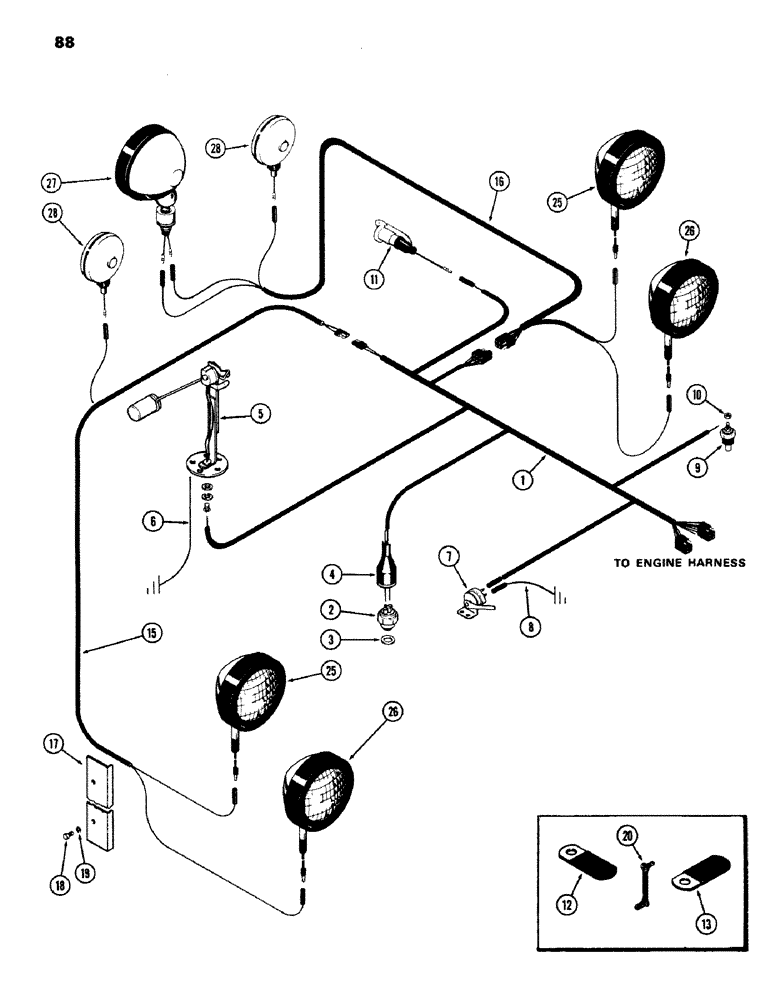 Схема запчастей Case IH 970 - (088) - ELECTRICAL EQUIPMENT AND WIRING, (377B) SPARK IGNITION ENGINE, TRANSMISSION HARNESS (04) - ELECTRICAL SYSTEMS