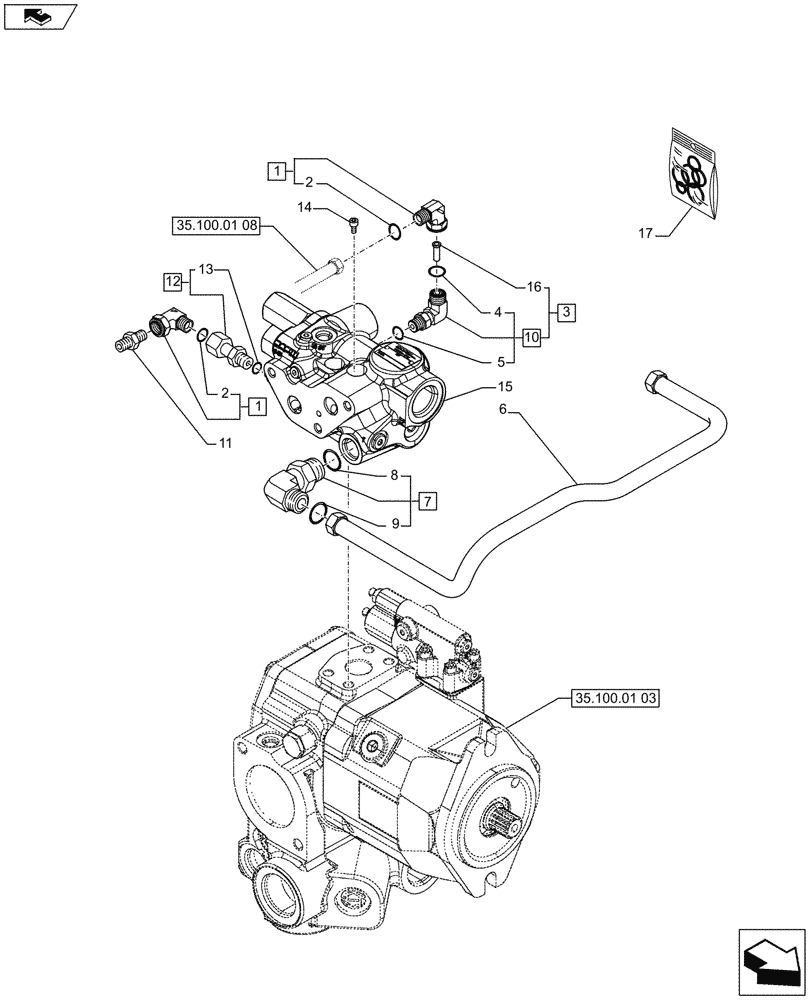 Схема запчастей Case IH PUMA 170 - (35.100.01[04]) - HYDRAULIC PUMP - PRIORITY VALVE (VAR.729004 / 743616) (35) - HYDRAULIC SYSTEMS