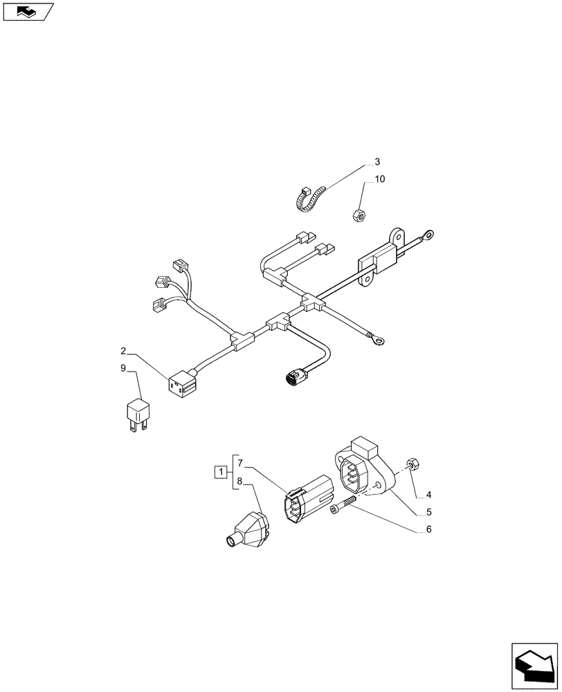 Схема запчастей Case IH PUMA 230 - (55.100.14) - FRONT IMPLEMENT SOCKET (55) - ELECTRICAL SYSTEMS