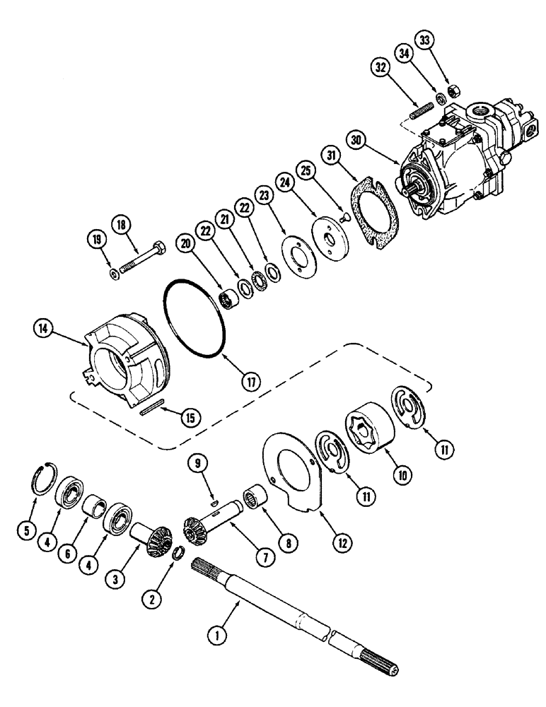 Схема запчастей Case IH 2096 - (8-254) - HYDRAULICS, CHARGING PUMP AND DRIVE (08) - HYDRAULICS