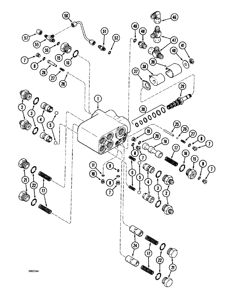 Схема запчастей Case IH 1688 - (5-38) - SELECTOR VALVE ASSEMBLY, POWER GUIDE AXLE, CORN AND GRAIN (04) - STEERING