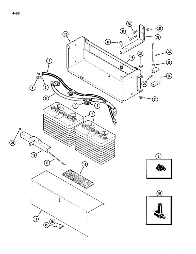 Схема запчастей Case IH 2094 - (4-082) - BATTERIES, BOX AND CABLES (04) - ELECTRICAL SYSTEMS