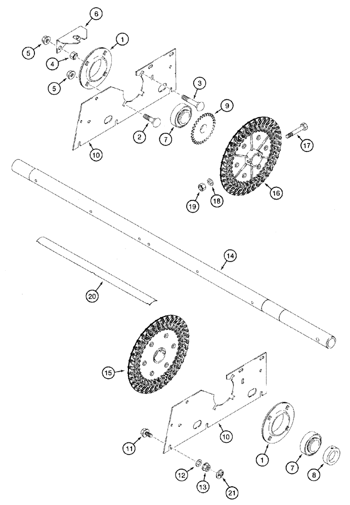 Схема запчастей Case IH 2344 - (09C-04) - CLEANING FAN - SHAFT AND SUPPORTS (15) - BEATER & CLEANING FANS