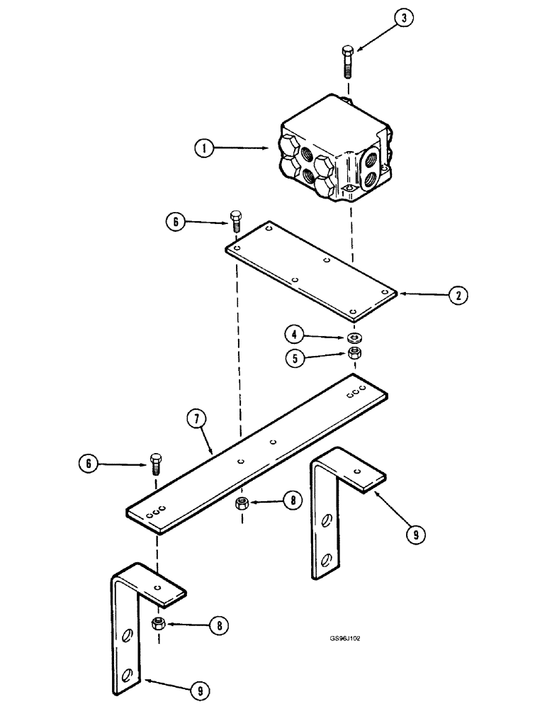 Схема запчастей Case IH 1660 - (5-60) - POSITRACTION VALVE MOUNTING, POWER GUIDE AXLE, PRIOR TO P.I.N. JJC0036301 (04) - STEERING