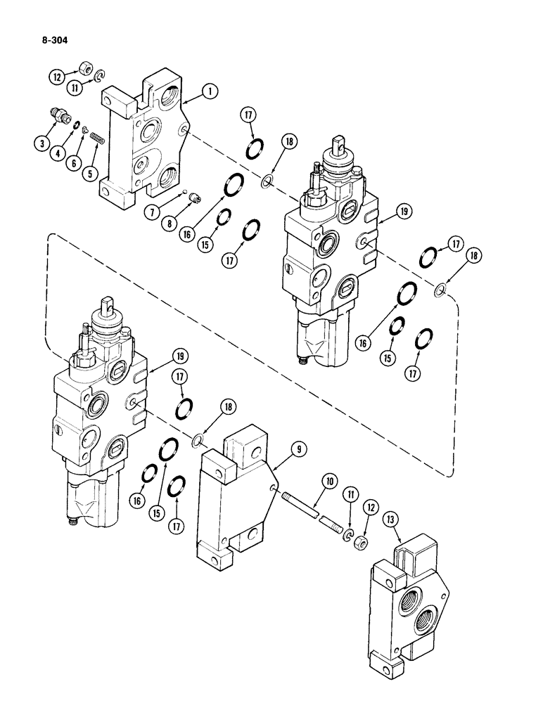 Схема запчастей Case IH 4994 - (8-304) - REMOTE HYDRAULIC VALVE ASSEMBLY (08) - HYDRAULICS