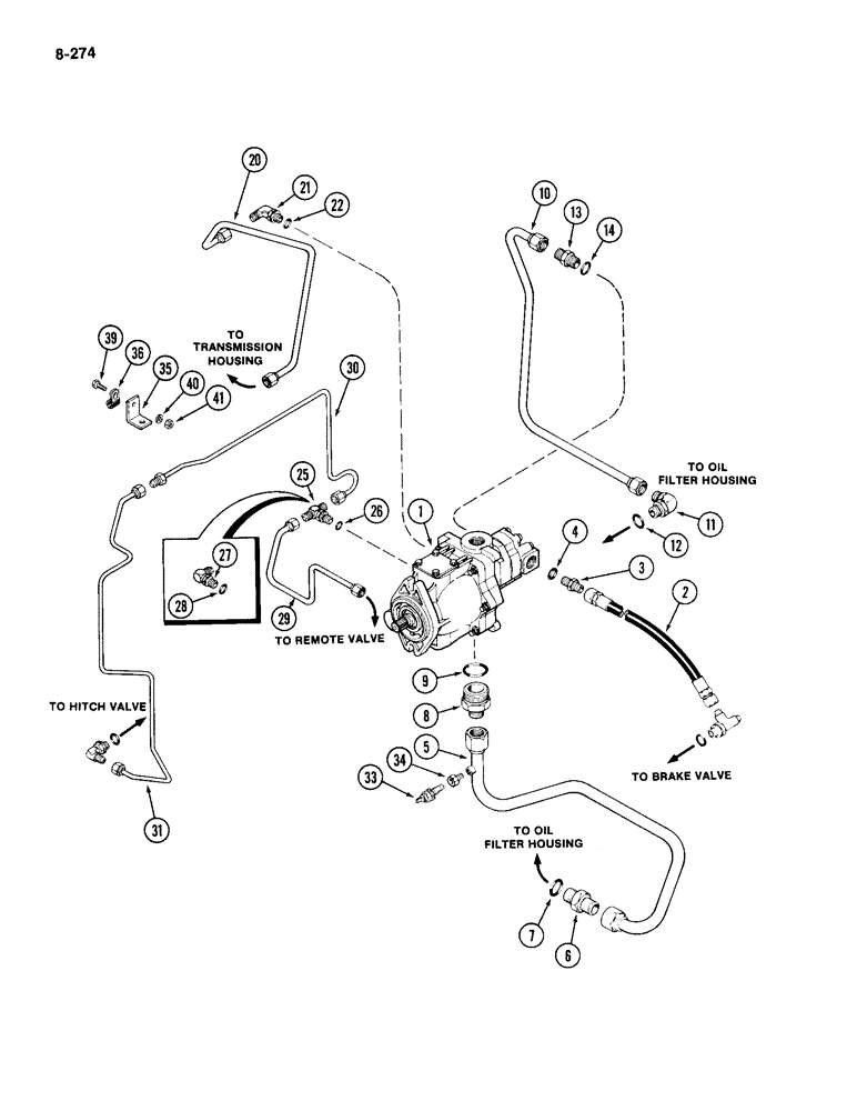 Схема запчастей Case IH 2094 - (8-274) - HYDRAULICS, HYDRAULIC PUMP CIRCUIT (08) - HYDRAULICS