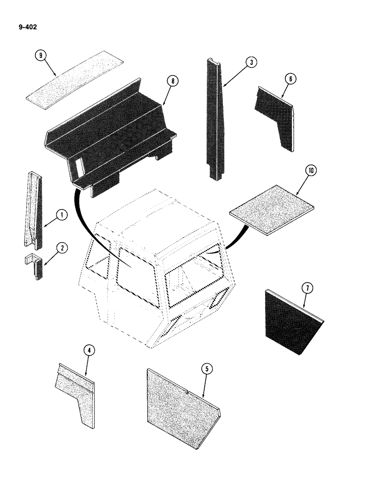 Схема запчастей Case IH 4490 - (9-402) - CAB, ACOUSTICAL COVERS (09) - CHASSIS/ATTACHMENTS