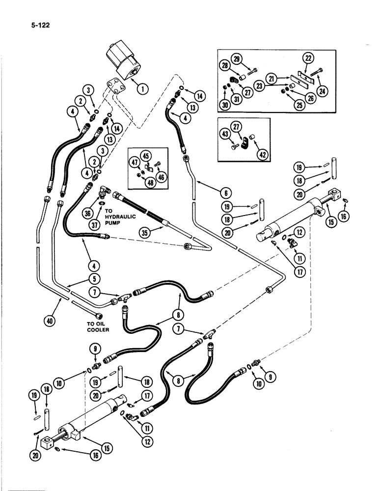 Схема запчастей Case IH 4894 - (5-122) - FRONT STEERING HYDRAULICS (05) - STEERING