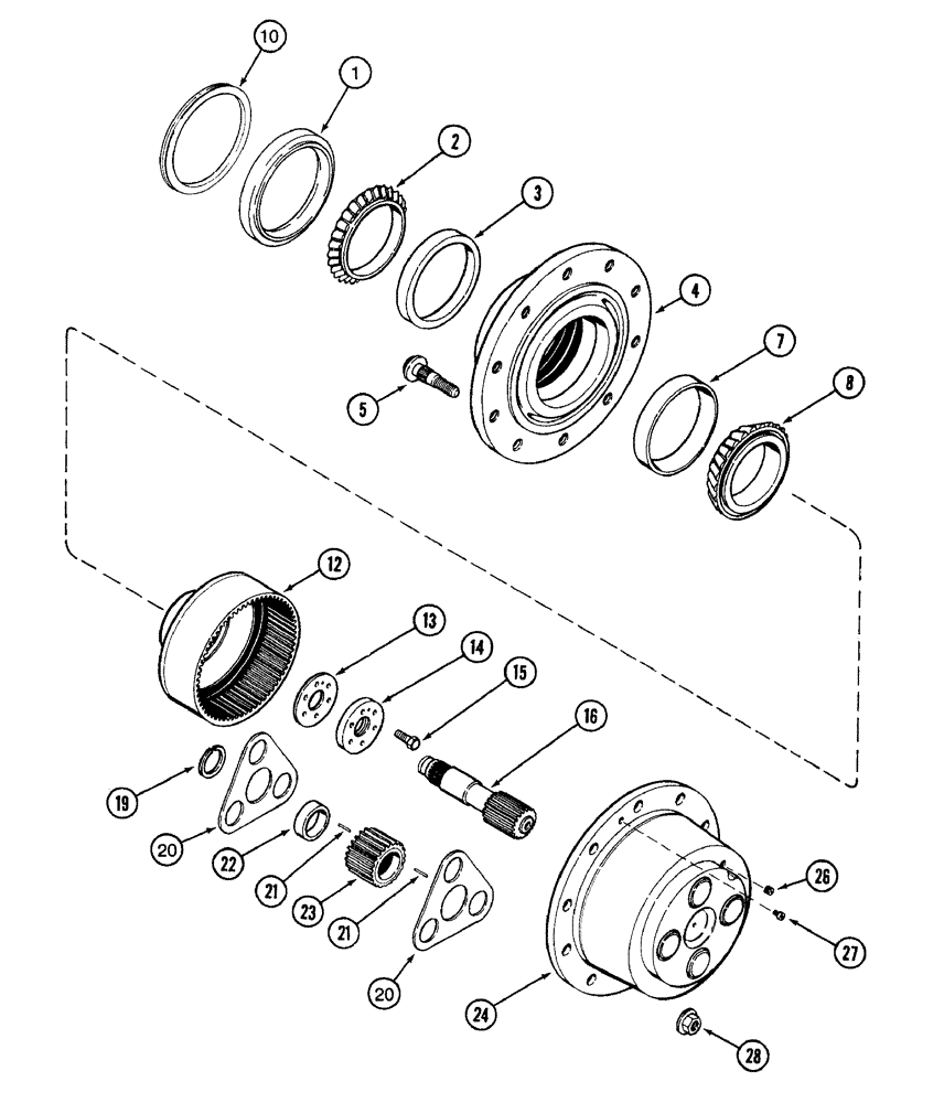 Схема запчастей Case IH 7210 - (5-044) - FRONT AXLE PLANETARIES AND HUB, MFD TRACTOR, THREE PIN PLANETARY (05) - STEERING