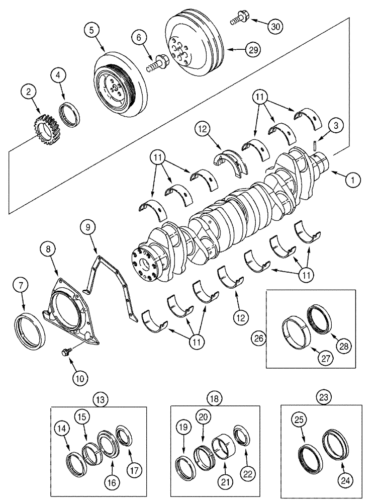 Схема запчастей Case IH 3185 - (03-019) - CRANKSHAFT (01) - ENGINE