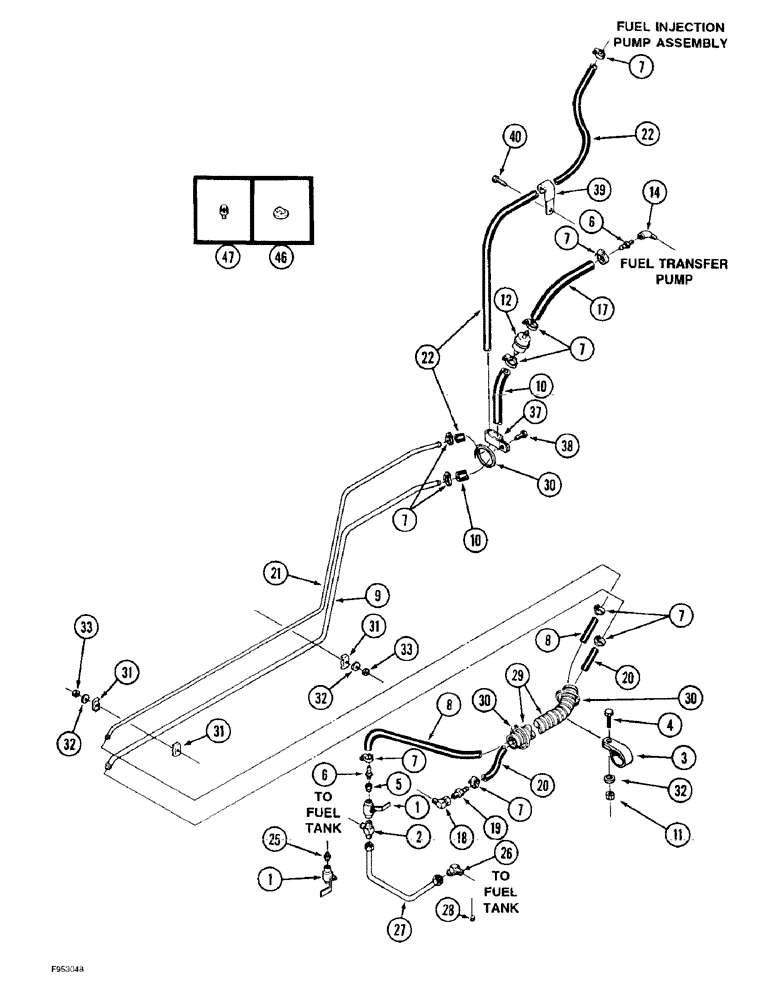 Схема запчастей Case IH 9310 - (3-030) - FUEL LINES, PRIOR TO P.I.N. JEE0036501 (03) - FUEL SYSTEM