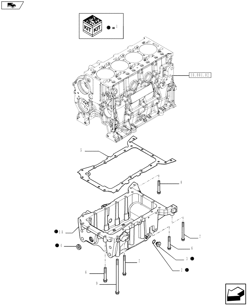 Схема запчастей Case IH F5AE5484B A002 - (10.102.01) - OIL SUMP & RELATED PARTS (10) - ENGINE