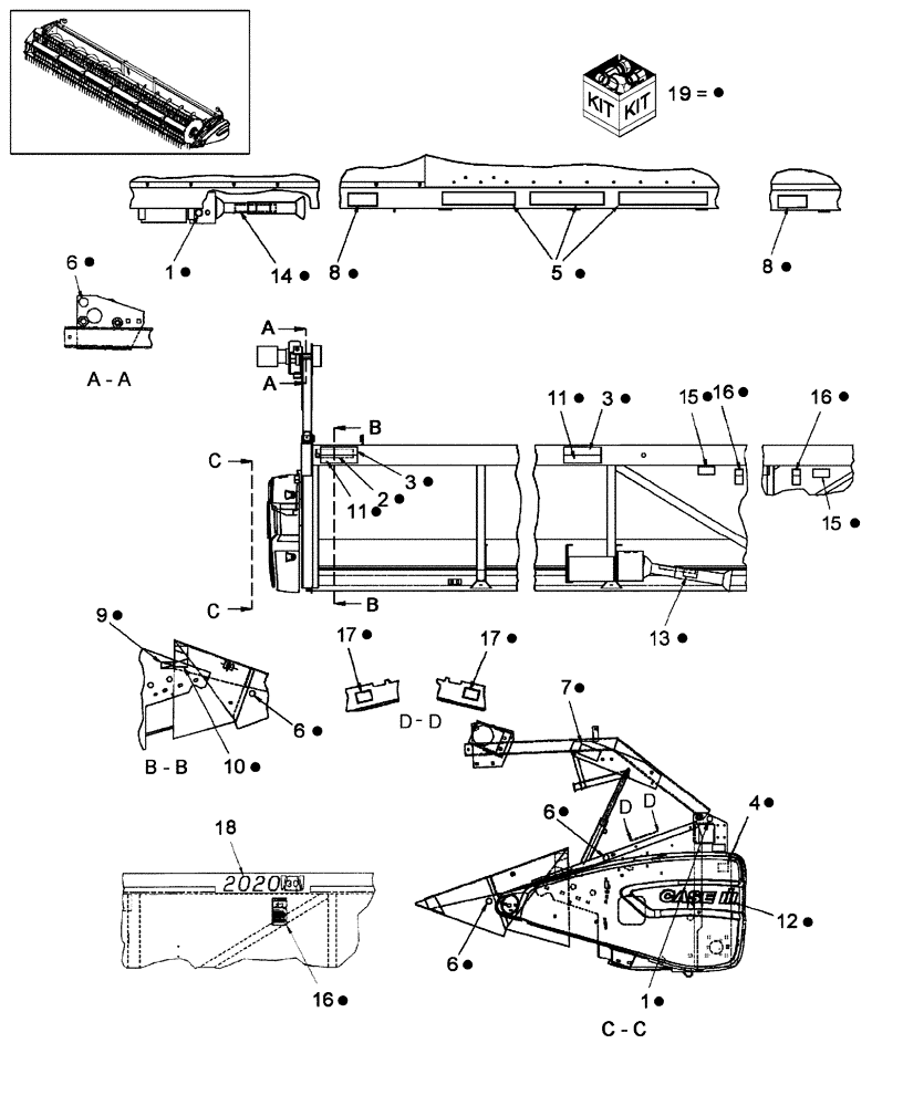 Схема запчастей Case IH 2020 - (20.08.10) - DECALS (90) - PLATFORM, CAB, BODYWORK AND DECALS