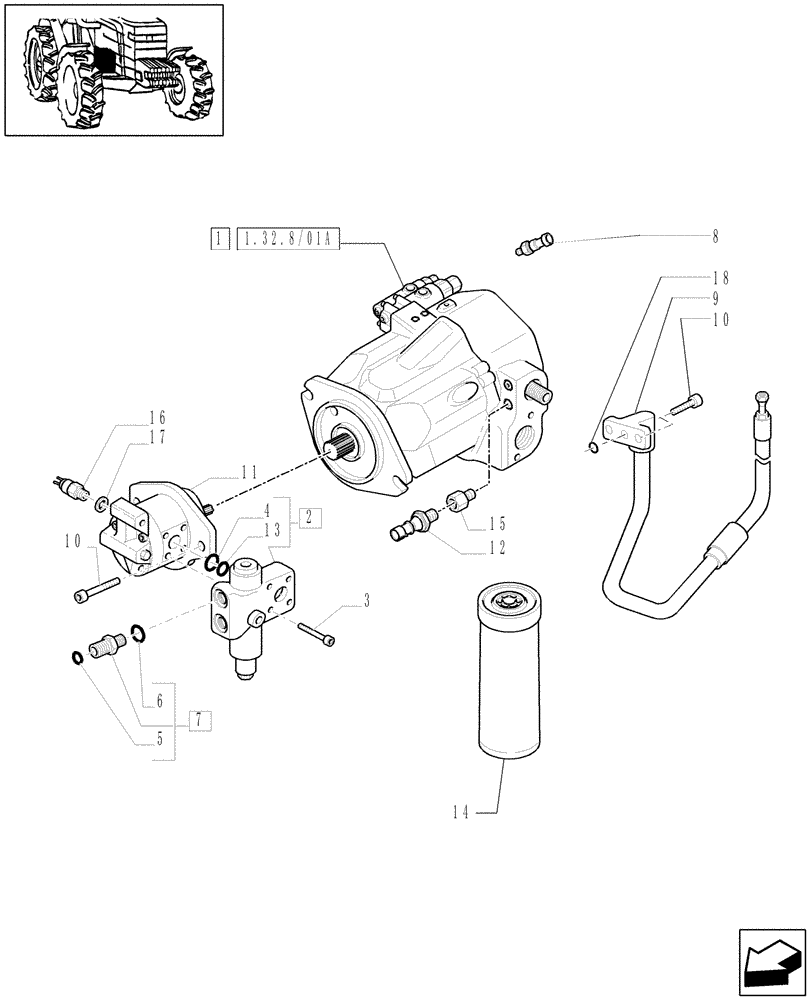 Схема запчастей Case IH PUMA 165 - (1.32.8/01[06]) - (VAR.004-481) 150 L/MIN PUMP CCLS W/EDC - PUMPS FOR HYDRAULIC SYSTEM AND LIFT - C6002 (03) - TRANSMISSION