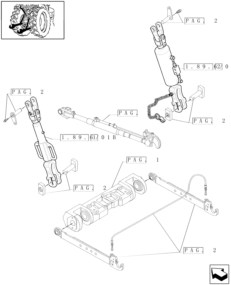 Схема запчастей Case IH MAXXUM 110 - (1.89.6/01[03]) - TOOLING CONNECTION UNIT WITH HYDRAULIC ADJUSTMENT - TIE-RODS (09) - IMPLEMENT LIFT